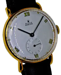 VINTAGE ROLEX MARCONI MANUAL WIND 18K GOLD PLATED CASE MENS WATCH JUST SERVICED