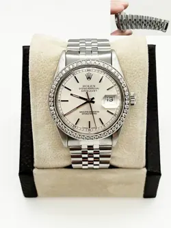 ROLEX DATEJUST 16014 SILVER DIAL DIAMOND BEZEL STAINLESS STEEL