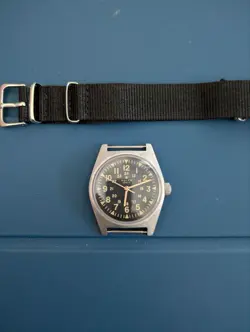 RARE ROLEX VIETNAM WAR MILITARY HAND-ROLLED BLACK DIAL MEN