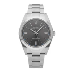 ROLEX OYSTER PERPETUAL RHODIUM DIAL 39MM AUTOMATIC MEN'S WATCH 114300