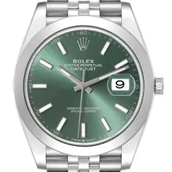 ROLEX DATEJUST 41 MINT GREEN DIAL STEEL MENS WATCH 126300 BOX CARD