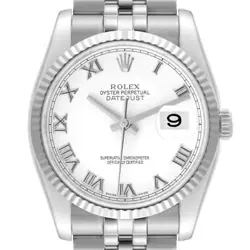 ROLEX DATEJUST STEEL WHITE GOLD ROMAN DIAL MENS WATCH 116234