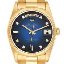 ROLEX PRESIDENT DAY-DATE YELLOW GOLD VIGNETTE DIAMOND DIAL MENS WATCH 18238