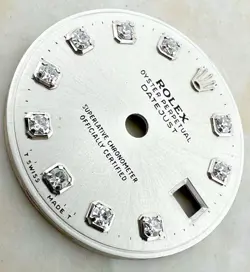 Rolex Datejust Genuine Factory Diamond Dot Dial For 26mm Lady’s Watch Silver