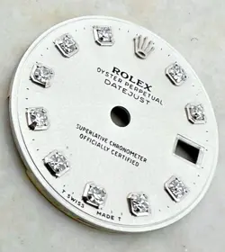 Rolex Datejust Genuine Factory Diamond Dot Dial For 26mm Lady’s Watch Silver