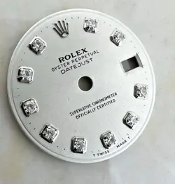 Rolex Datejust Genuine Factory Diamond Dot Dial For 26mm Lady’s Watch Silver