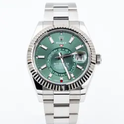 2024 ROLEX SKY-DWELLER 336934 GREEN DIAL FLUTED WHITE GOLD, OYSTER BRACELET
