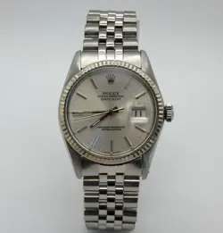 ROLEX MENS DATEJUST SILVER DIAL 18K WHITE GOLD & STAINLESS STEEL QUICKSET WATCH