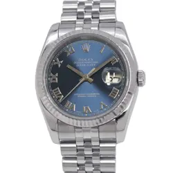 ROLEX DATEJUST 36MM STAINLESS STEEL 18K WHITE GOLD BLUE / ROMAN DIAL 116234