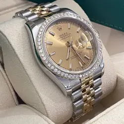 ROLEX DATEJUST 36 CHAMPAGNE DIAL 2-TONE JUBILEE DIAMOND BEZEL REF: 116233