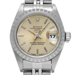 ROLEX OYSTER PERPETUAL DATE 69240 SILVER TAPESTRY LADIES #W2462