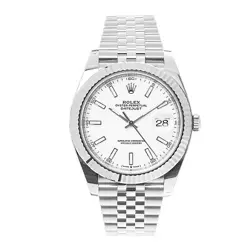 ROLEX DATEJUST 41 WATCH 41MM WHITE ROMAN NUMERALS DIAL STAINLESS STEEL 126334