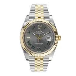 ROLEX DATEJUST 41 WATCH 41MM GRAY ROMAN NUMERALS DIAL STAINLESS STEEL AND GOLD