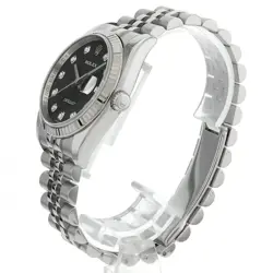 ROLEX  DATEJUST 10P DIAMOND 116234G BLACK CARVED COMPUTER 5 ROW JUBILEE BRACELET