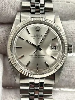 ROLEX DATEJUST 36MM FLUTED BEZEL SILVER DIAL STAINLESS STEEL JUBILEE 1601