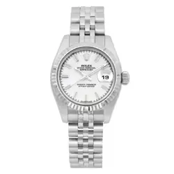 ROLEX LADY DATEJUST 26MM 18K WHITE GOLD STEEL WHITE DIAL LADIES WATCH 179174