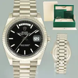 2020 MINT ROLEX DAY DATE 40 WHITE GOLD PRESIDENT BLACK STICK 228239 WATCH BOX