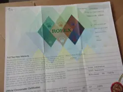 100% ORIGINAL ROLEX 79174  GUARANTEE PAPER   SERIAL 2005