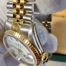Rolex Datejust 36 mm BOX PAPERS Two Tone Jubilee Whiter Roman Dial Yellow Gold