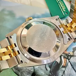 Rolex Datejust 36 mm BOX PAPERS Two Tone Jubilee Whiter Roman Dial Yellow Gold