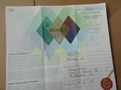 100% ORIGINAL ROLEX 79174  GUARANTEE PAPER   SERIAL F