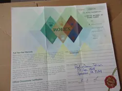 100% ORIGINAL ROLEX 79174  GUARANTEE PAPER   SERIAL ROMAN .