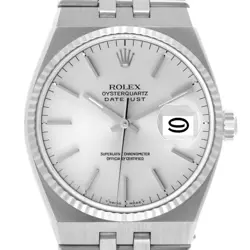 ROLEX OYSTERQUARTZ DATEJUST STEEL WHITE GOLD FLUTED BEZEL WATCH 17014