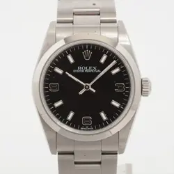 ROLEX OYSTER PERPETUAL 77080 SS AT BLACK DIAL 1 EXTRA LINK