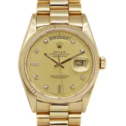 USED ROLEX DAY DATE 18038 GOLD CASE: 36MM BAND: 19.0CM MEN'S WATCH #11914