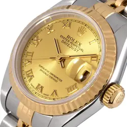 ROLEX 79173 Datejust Automatic Champagne Dial YG×SS Roman Index Ladies