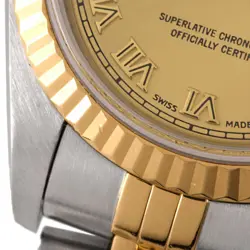 ROLEX 79173 Datejust Automatic Champagne Dial YG×SS Roman Index Ladies