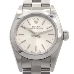 ROLEX LADIES OYSTER PERPETUAL 76080 SILVER DIAL AUTOMATIC WATCH