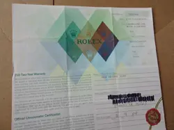 100% ORIGINAL ROLEX 79173  GUARANTEE PAPER  SERIAL 2004 .