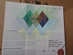 100% ORIGINAL ROLEX 78240  GUARANTEE PAPER  SERIAL  BLUE