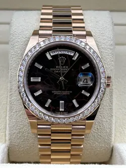 Rolex Day Date 40mm Diamond Bezel Eisenkisel Dial Rose Gold 228345RBR B&P 2023