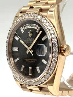 Rolex Day Date 40mm Diamond Bezel Eisenkisel Dial Rose Gold 228345RBR B&P 2023