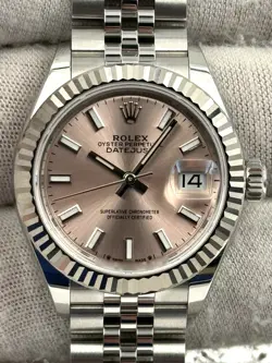 ROLEX DATEJUST 28MM PINK INDEX DIAL JUBILEE BRACELET 279174 BOX & PAPERS 2022