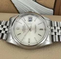 ROLEX DATEJUST 16200 SILVER JUBILEE BRACELET WITH SILVER BEZEL, BOX & PAPERS