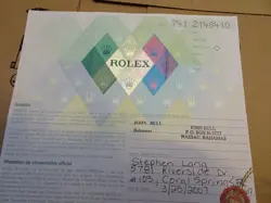 100% ORIGINAL ROLEX 116233 GUARANTEE PAPER SERIAL Z