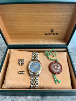ROLEX DATEJUST 69173 GOLD AND SILVER JUBILEE BRACELET WITH BLUE FACE