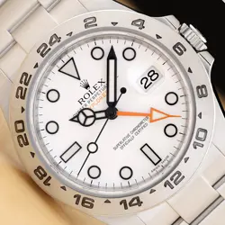 2011 CARD ROLEX EXPLORER II 216570 42MM WHITE STAINLESS STEEL GMT DATE WATCH
