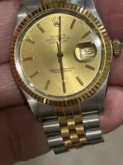 ROLEX OP DATEJUST REF. 16013 CHAMPAGNE SUNBURST DIAL W/ PAPERS