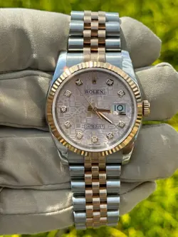 ROLEX DATEJUST 36MM 116231 TWO TONE ROSE GOLD STEEL JUBILEE PINK DIAMOND DIAL