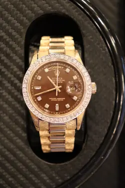 MEN'S ROLEX DAY-DATE 1803 PRESIDENT 18K GOLD 36MM DIAMOND BEZEL