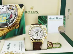 ROLEX - 18kt Gold DAYTONA Brown Leather Strap MOP Arabic Dial 16518 - SANT BLANC