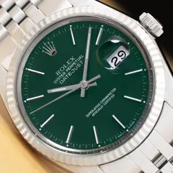 ROLEX MENS DATEJUST 16014 18K GOLD STAINLESS STEEL GREEN DIAL JUBILEE WATCH