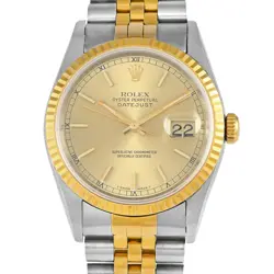 ROLEX DATEJUST 36 CHAMPAGNE DIAL WATCH 16233