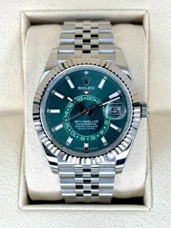 NEW 2024 ROLEX SKY-DWELLER 42MM 336934 STAINLESS STEEL JUBILEE GREEN DIAL