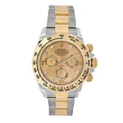 ROLEX DAYTONA WATCH 40MM CHAMPAGNE DIAMOND INDEX DIAL STAINLESS STEEL AND GOLD