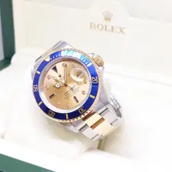 ROLEX 40MM CHAMPAGNE SERTI DIAMONDS 2 TONE SUBMARINER DATE 16613 (T SERIES)